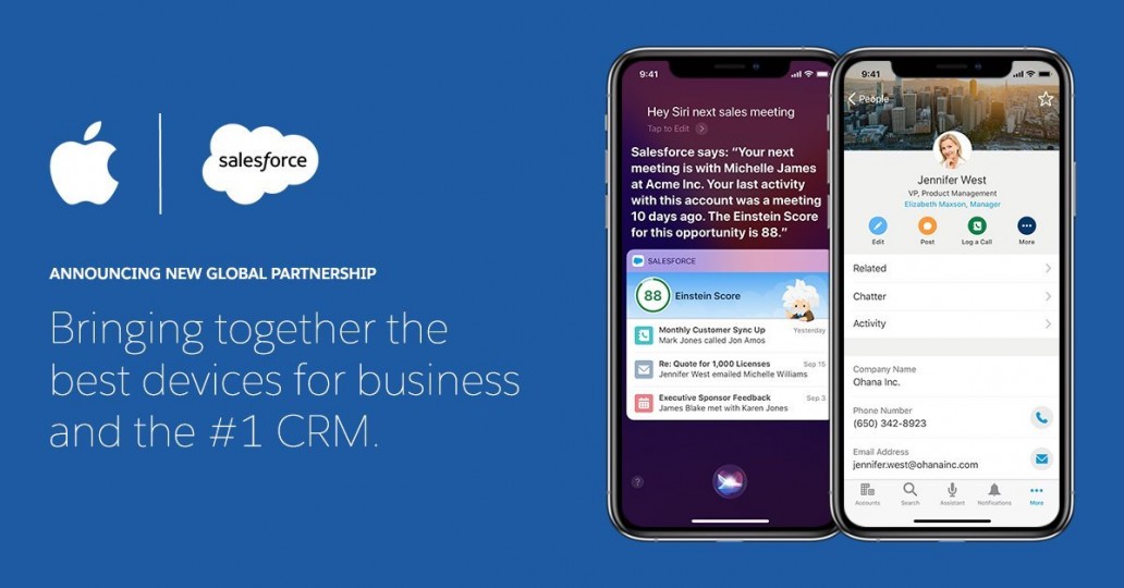 苹果和企业云计算公司 Salesforce 合作，将 Siri 带给企业客户