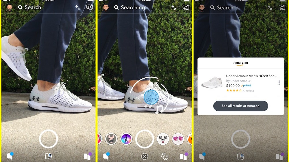 Snapchat 测试新功能，让用户通过相机方便地在亚马逊上买东西