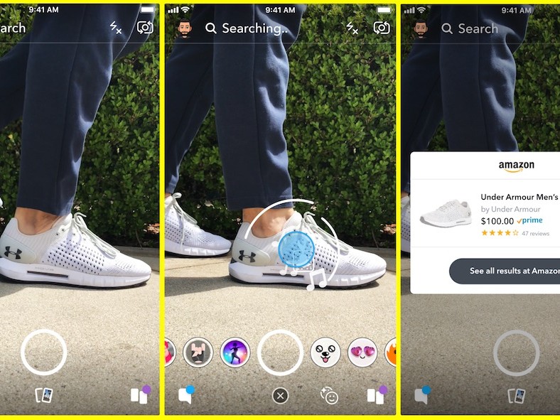 Snapchat 测试新功能，让用户通过相机方便地在亚马逊上买东西